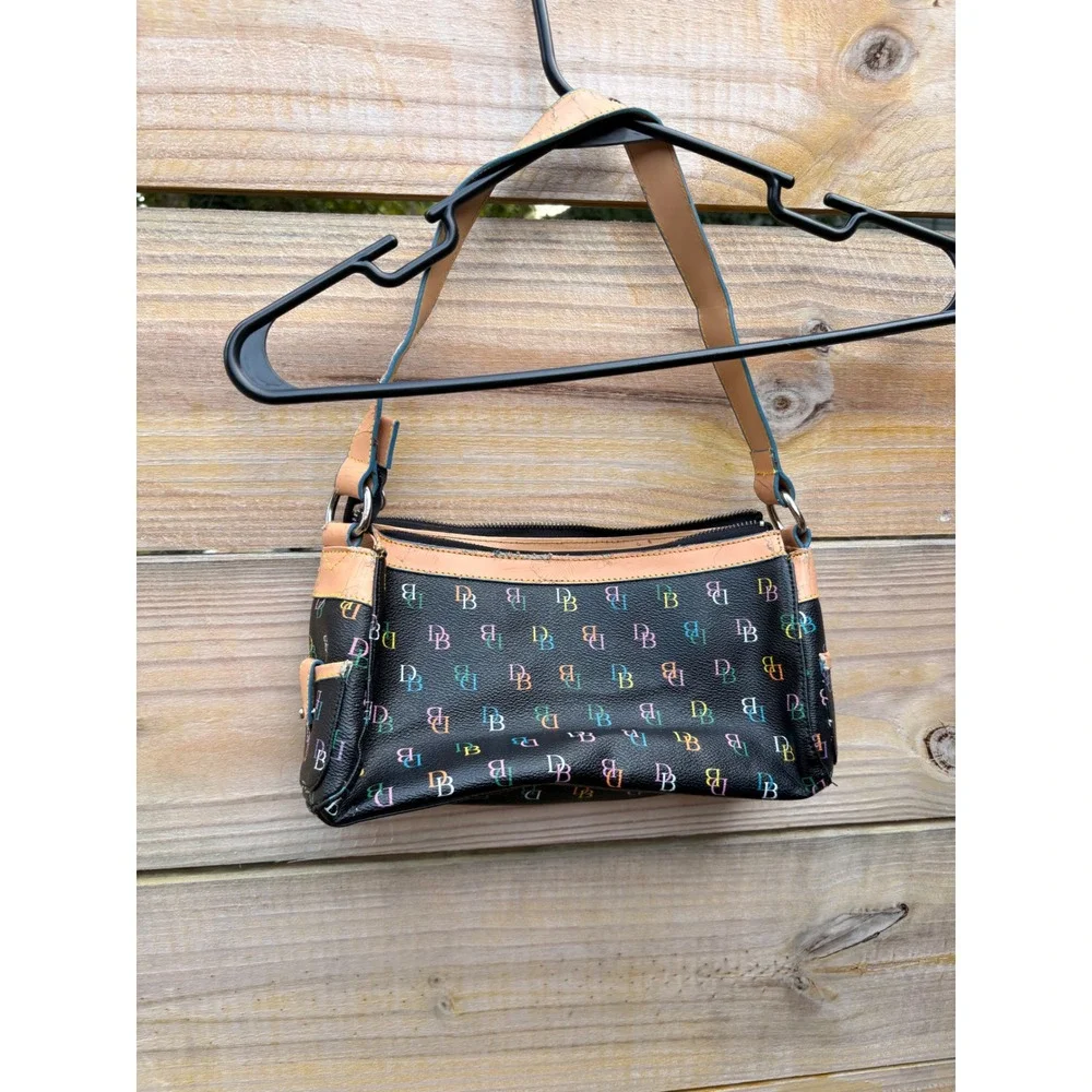 Dooney & Bourke Multi-Color Monogram Black Coated Canvas Shoulder Bag Y2K Bag
